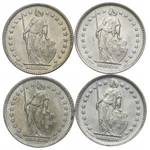 Schweiz, 1-Franken-Set 1956-66