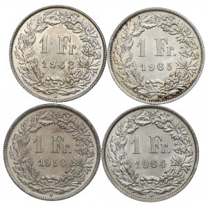 Schweiz, 1-Franken-Set 1956-65