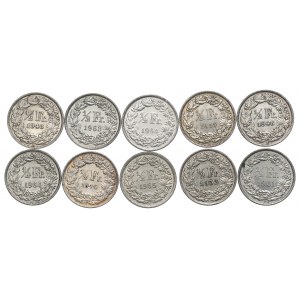 Switzerland, Lot of 1/2 franc 1946-65