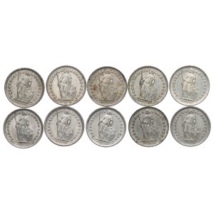 Švýcarsko, sada 1/2 franku 1946-65
