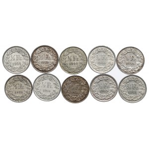 Švajčiarsko, sada 1/2 franku 1943-66