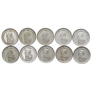 Švýcarsko, sada 1/2 franku 1943-66