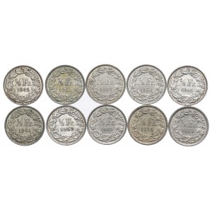 Switzerland, Lot of 1/2 franc 1942-67
