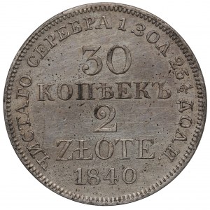 Poland under Russia, Nicholas I, 30 kopecks=2 zloty 1840