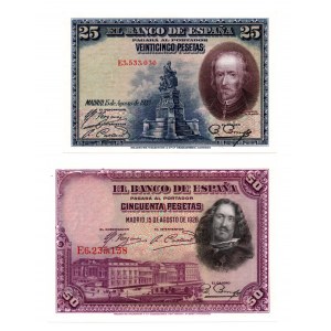 Hiszpania, Zestaw 25 i 50 peset 1928