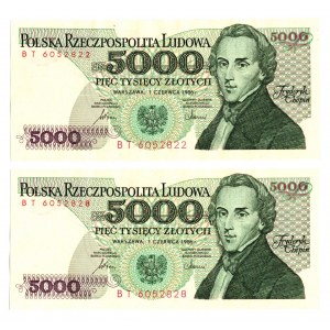 PRL, zestaw 5.000 złotych 1986