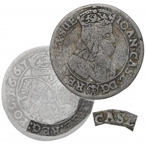 Jan II Kazimír, šestipence 1667, Krakov - CASL rarita/žádný SEX