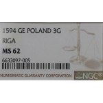 Žigmund III Vasa, Trojak 1594, Riga - NGC MS62