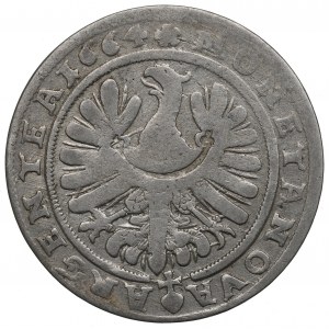 Slezsko, knížectví legnicko-brzeské, 15 krajcarů 1664, Brzeg