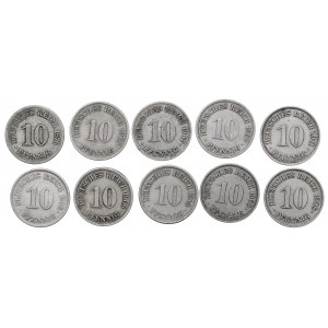 Niemcy, Zestaw 10 fenigów 1876-1915