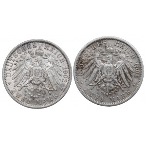 Německo, Prusko, sada 2 známek 1902 a 1906