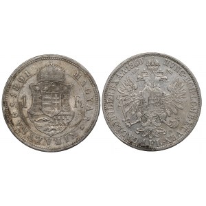 Rakousko-Uhersko, sada 1 florin 1860 a 1 forint 1891