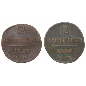 Rosja, Paweł I, Zestaw 2 kopiejki 1797 i 1801