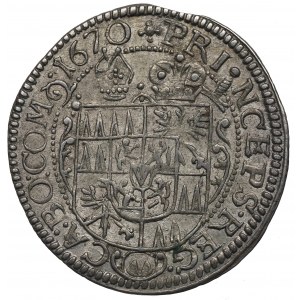 Austria, Karl II Liechtenstein, 3 kreuzer 1670, Olmutz