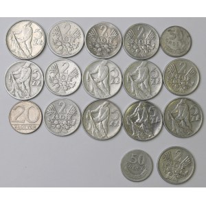 Poľská ľudová republika, sada 50 groszy-20 zlotých 1958-90