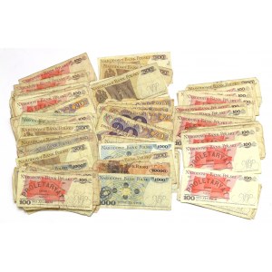 PRL, Zestaw banknotów obiegowych (104 egz)