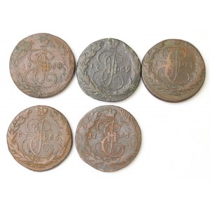 Russland, Katharina II., Satz von 5 Kopeken 1763-73