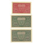 Druhá republika, súbor známok 1, 5, 10, 100 - 1919