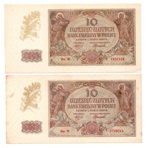 GG, Zestaw 10 złotych 1940 - 2 egzemplarze
