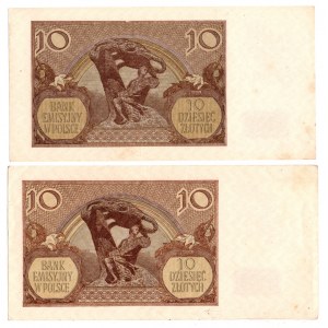 GG, sada 10 kusů Zlato 1940 - 2 výtisky