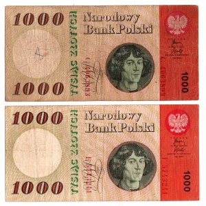 PRL, 1000 złotych 1965 Kopernik - zestaw 2 egzemplarze