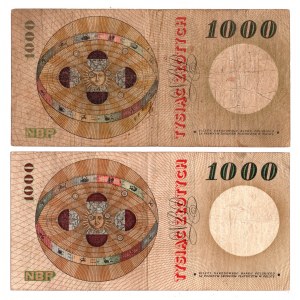 PRL, 1000 złotych 1965 Kopernik - zestaw 2 egzemplarze