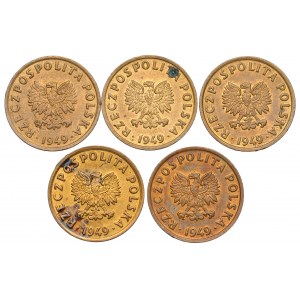 Volksrepublik Polen, 5 Pfennigsatz 1949