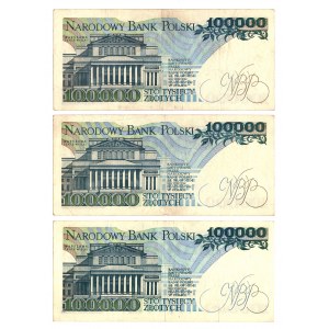 100.000 złotych 1990 - Zestaw serie K, K i N