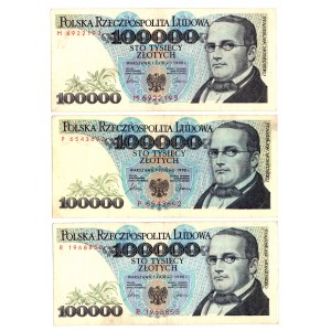 100.000 PLN 1990 - Serie R, P, M Satz
