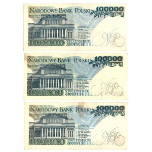 100.000 złotych 1990 - Zestaw serie R, P, M