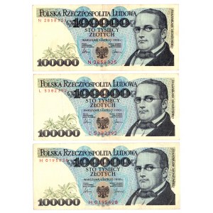 100.000 PLN 1990 - Serie L, H, N Satz