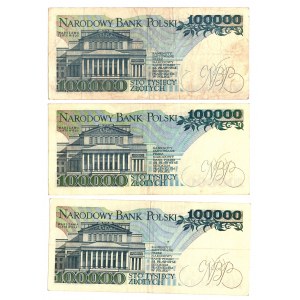 100.000 złotych 1990 - Zestaw serie C, U, Y