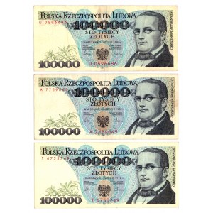 100.000 złotych 1990 - Zestaw serie A, U i T