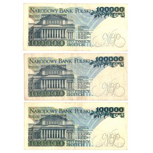 100.000 złotych 1990 - Zestaw serie C, F i U