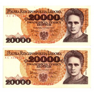20 000 złotych 1989 - Zestaw serie AE i AC