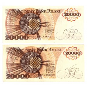 20 000 złotych 1989 - Zestaw serie AE i AC