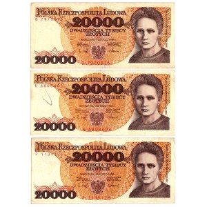 20 000 PLN 1989 - Sada série P, K, B