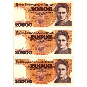 20 000 PLN 1989 - Sada P, K, M série