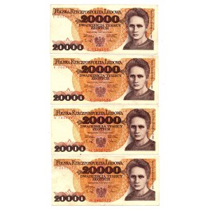 20 000 złotych 1989 - Zestaw serie E, K, M, N