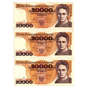 20 000 złotych 1989 - Zestaw serie L, M, N