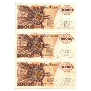 20 000 złotych 1989 - Zestaw serie D, G, L