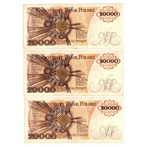 20 000 złotych 1989 - Zestaw serie D, G, L