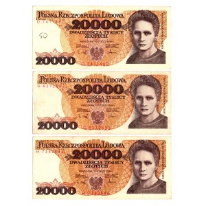 20 000 złotych 1989 - Zestaw serie D, G, H