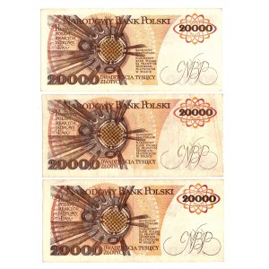 20 000 złotych 1989 - Zestaw serie D, G, H