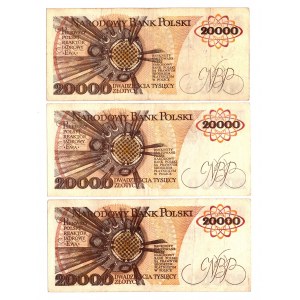20 000 złotych 1989 - Zestaw serie A, D, G