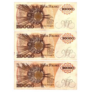 20 000 złotych 1989 - Zestaw serie D, G, H