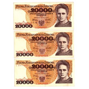 20 000 złotych 1989 - Zestaw serie D, H, L