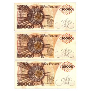 20 000 złotych 1989 - Zestaw serie D, H, L