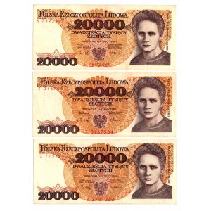 20 000 złotych 1989 - Zestaw serie A, T, Z