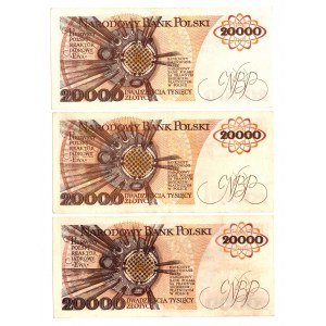 20 000 złotych 1989 - Zestaw serie D, U, H